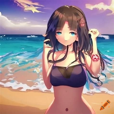 Anime Girl On The Beach