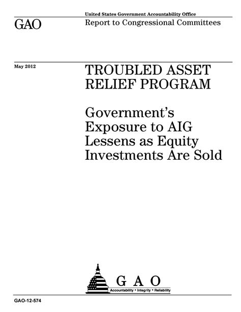 Troubled Asset Relief Program Governments Exposure To Aig Lessens As