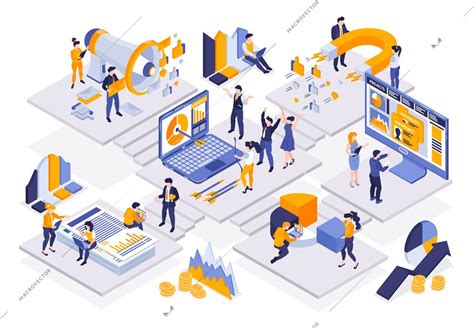 Isometric Marketing Strategy Composition Of Platforms Connected With