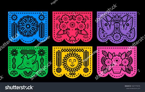 Vector Horizontal Banner Traditional Mexican Flags Stock Vector ...