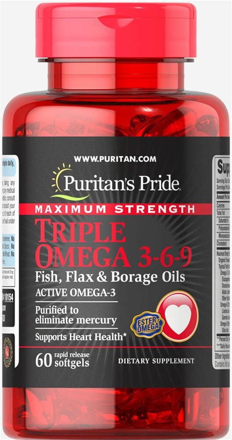 Puritan's Pride Maximum Strength Triple Omega 3-6-9 Fish, Flax & Borage ...