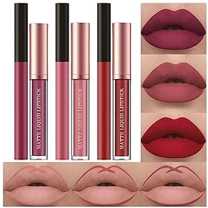 6Pcs Matte Liquid Lipstick Lip Liner Set Velvety Nude Lipgloss
