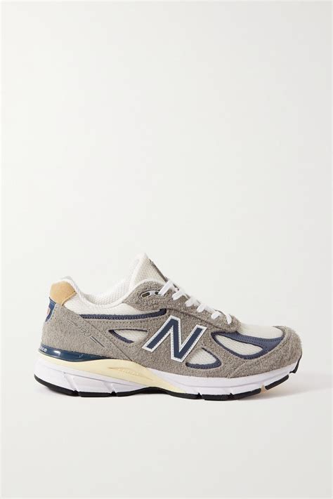 New Balance Made In Usa V Mesh And Leather Trimmed Suede Sneakers