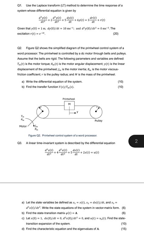 Solved Q Use The Laplace Transform Lt Method To Chegg