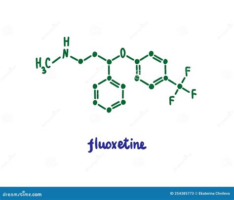 Fluoxetine Hand Drawn Vector Formula Chemical Structure Lettering Blue ...