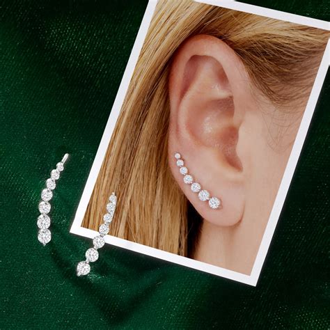 Ct T W Diamond Ear Climbers In Kt White Gold Ross Simons