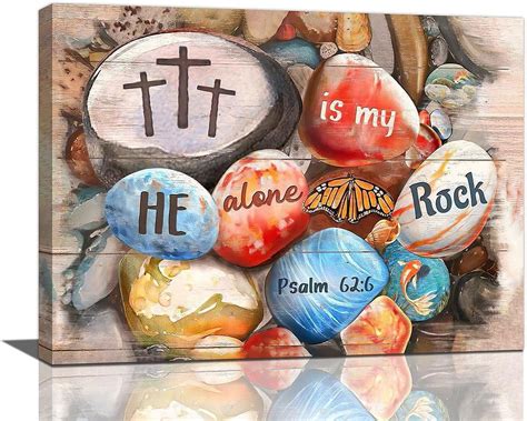 Scripture Christian Wall Art He Alone Is My Rock Wall Decor Jesus Bible