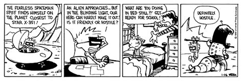 Calvin and Hobbes Comic strips: Calvin misses school bus