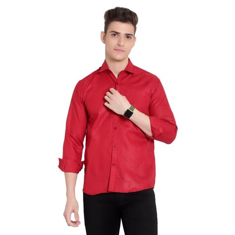 Plain Men Red Polyester Formal Shirt Full Sleeves At Rs 175 In Bhilwara