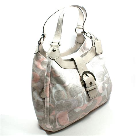 Coach Soho Signature Linen Large Hobo Bag Grey Coach