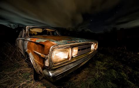 Wallpaper Dark Night Old Car Vehicle 1920x1216 Wallpapermaniac