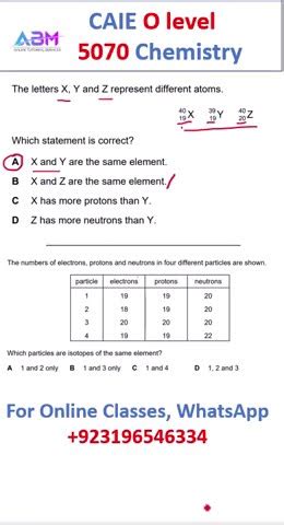 Isotopes O Level Chemistry Paper Mcqs O Level Chemistry