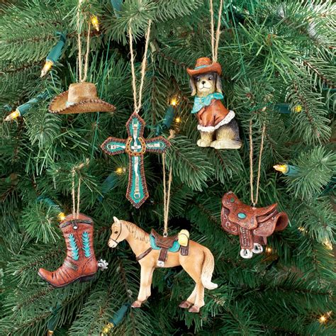 Western Christmas Tree Ornaments - Set of 6 | Collections Etc.