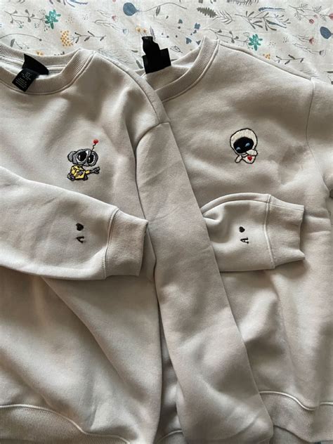 Matching Sweater Couple Embroidery Wall E Matching Hoodies For