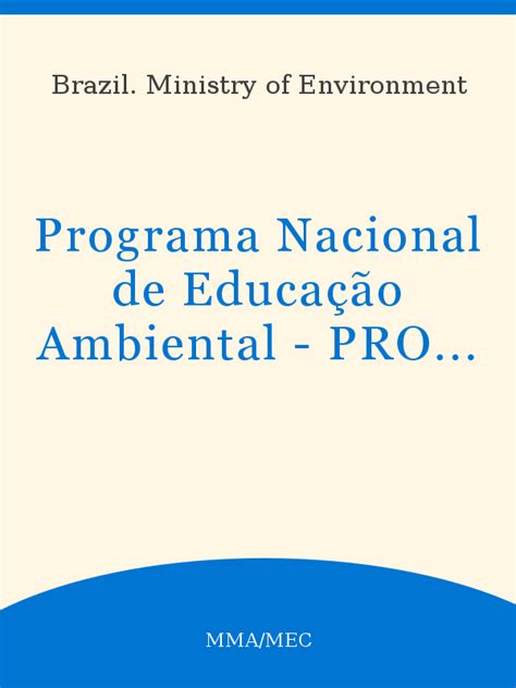 Programa Nacional De Educação Ambiental Pronea