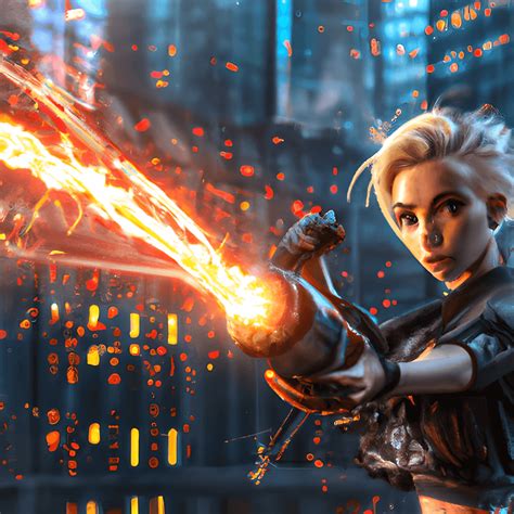 Motif De Fille Blonde Cyberpunk Avec Lance Flammes · Creative Fabrica