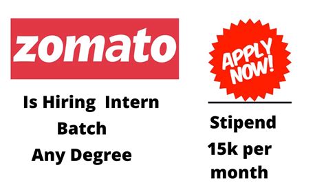 Zomato Hiring Intern 2021 Stipend 15k Hiring For Freshers Apply