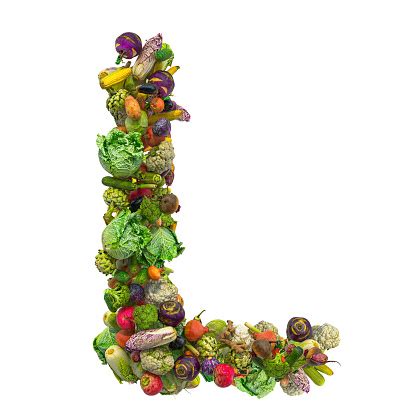 Legumes Com A Letra L - Foto de Letra L Fonte De Legumes Renderização 3d Isolada No Fundo ...