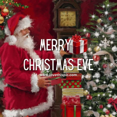 Santa With Gifts Merry Christmas Eve Animated Quote Pictures Photos