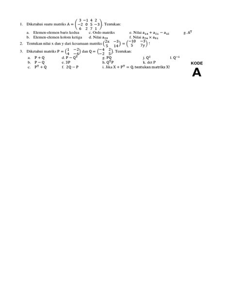 Soal Matriks Kode Pdf