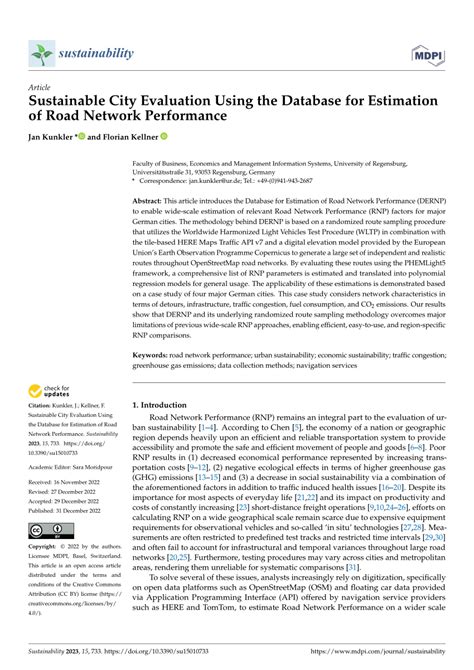 Pdf Sustainable City Evaluation Using The Database For Estimation Of