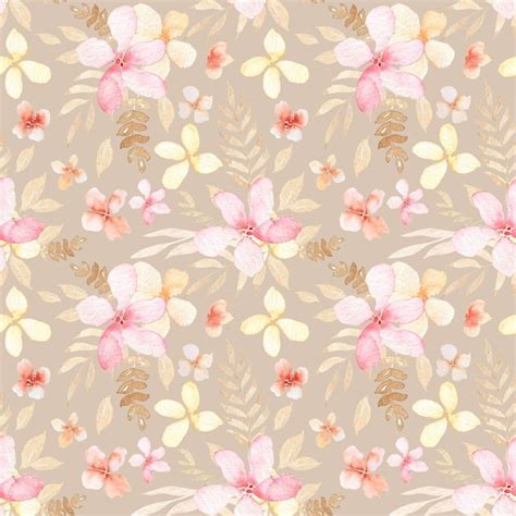 Premium Photo Watercolor Gentle Peach Flowers Seamless Pattern