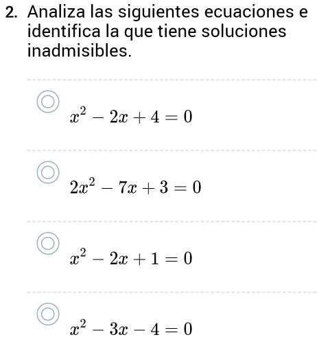 Solved 2 Analiza Las Siguientes Ecuaciones E Identifica La Que Tiene