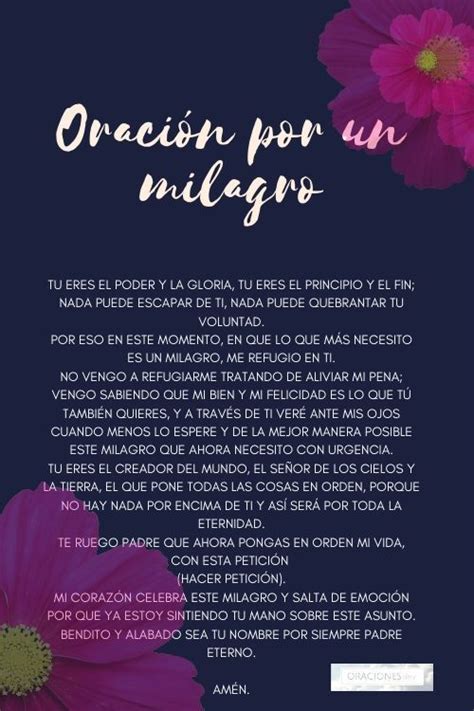 OraciÓn Para Pedir Un Milagro En 2020 Oraciones Oraciones Cristianas Oraciones Milagrosas Y