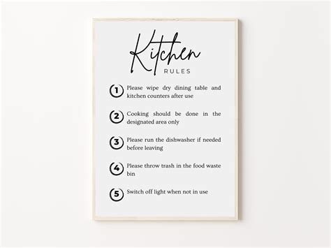 Editable Kitchen Rules Template Vrbo Home Kitchen Sign Airbnb Kitchen