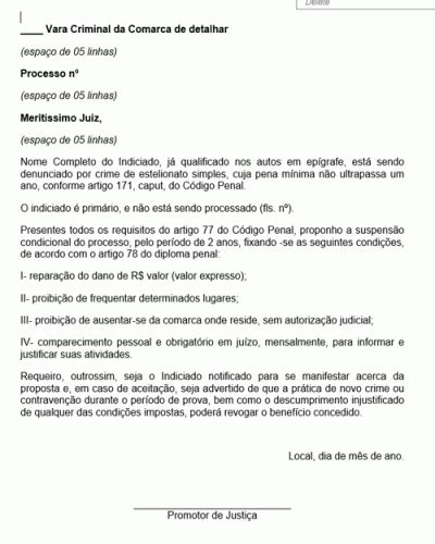 Refer Ncia De Peti O Proposta De Suspens O Condicional Do Processo