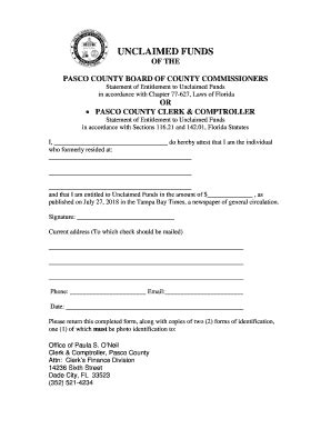 Fillable Online Pasco County Clerk Of The Circuit Court Fax Email Print