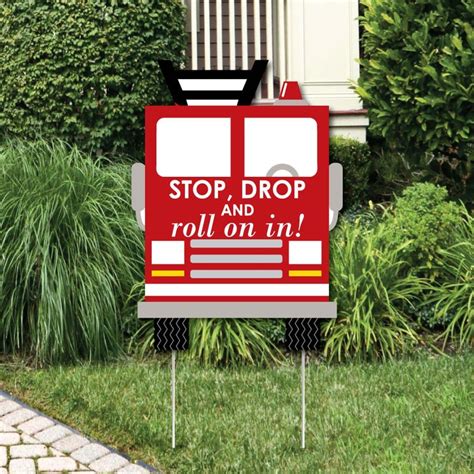 Fired Up Fire Truck Sign Decoration Includes Stop Drop And Roll On In