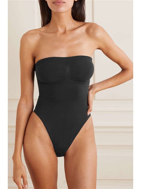 Skims Seamless Sculpt Strapless Thong Bodysuit Onyx Net A Porter