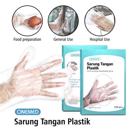 Jual Sarung Tangan Plastik Onemed Box Isi 100 Pcs Sarung Tangan