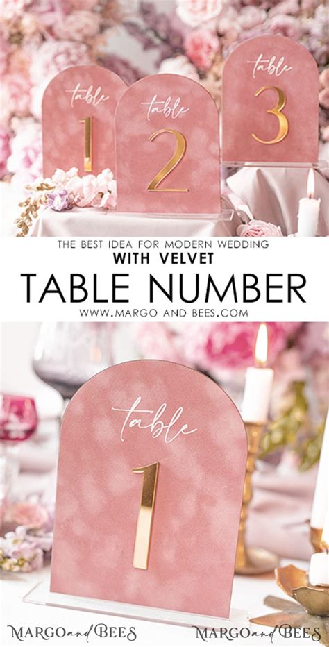 Arch Table Number Luxury Blush Pink Velvet Arched Table Numbers With