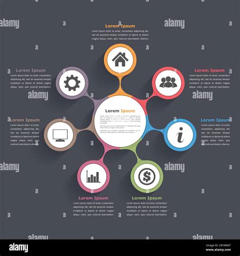 Circle Diagram Infographics With Seven Elements With Icons And Text