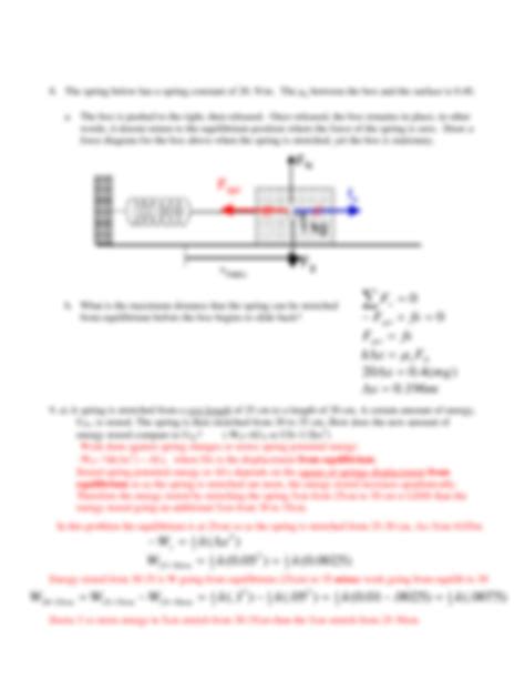 Solution Work And Energy Hooke S Law Solved Exercices Studypool