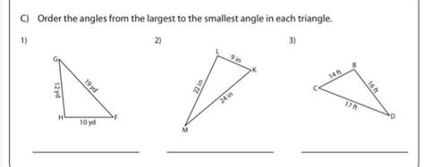 Solved C Order The Angles From The Largest To The Smallest Angle In