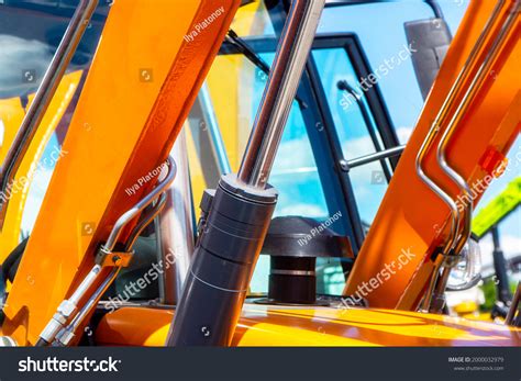 Hydraulic Piston System Bulldozers Tractors Excavators Stock Photo