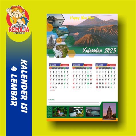 Jual Cetak Kalender Custom Full Color Ukuran 32x48 1 Lembar Isi 3 Bulan Shopee Indonesia