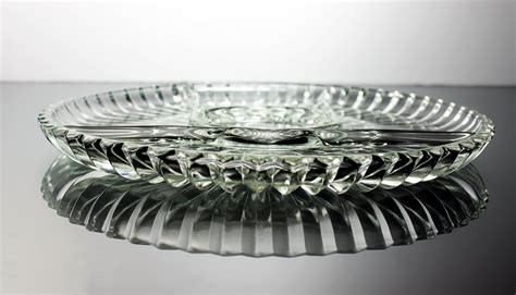 Divided Relish Dish 5 Section Platter Ribbed Pattern Clear Glass 12