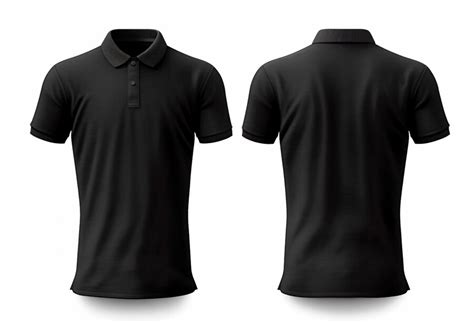 Premium Photo | Black polo shirt template front and back view generative ai