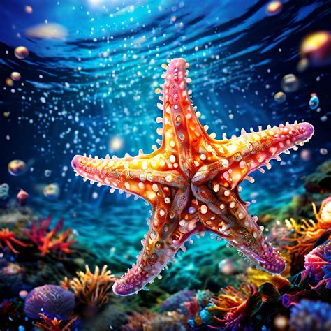 Starfish Immersed In A Vibrant By Queenofdelight Playground