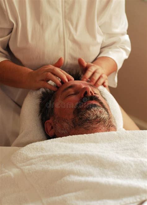 Mature Man Having Facial Stock Photo Image Of Male Grey