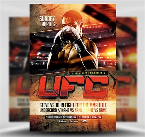 Ufc Style Fight Night Flyer Template Flyerheroes