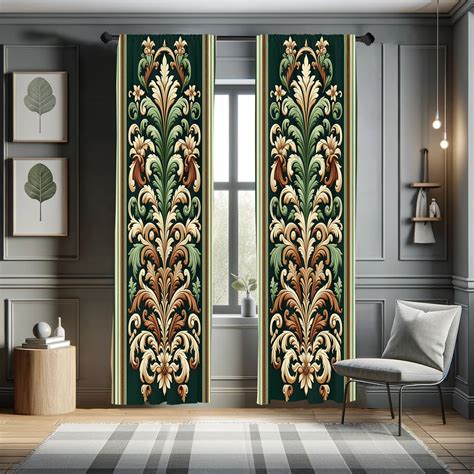 East Urban Home Leafy Art Curtains 2 Panel Set Pair Of Hunter Green