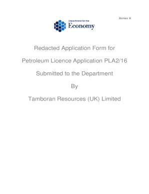 Fillable Online Redacted Application Form For Petroleum Licence