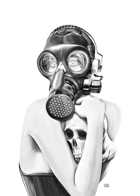 Gas Mask Girl Art Print Handmade Artwork Gas Mask Girl Gas Mask Mask Girl