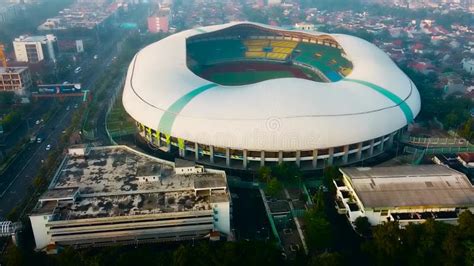 Aerial View The Largest Stadium Of Bekasi From Drone Indonesia Stock