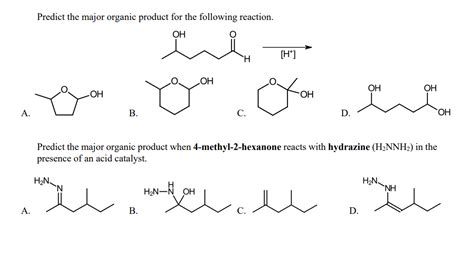 Solved Predict The Major Organic Product For The Following Reaction